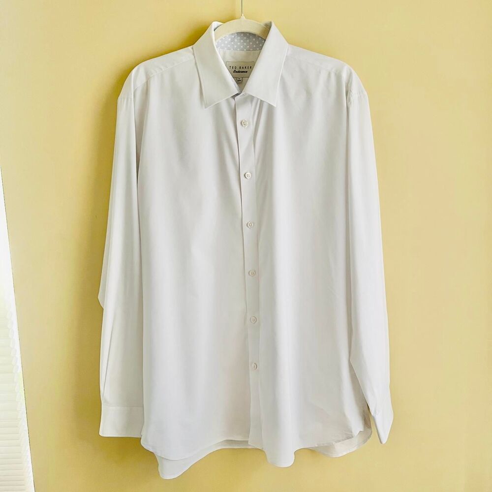 Ted Baker Endurance Shirt Men's 17 34/35 White Classic Button Up Work Office